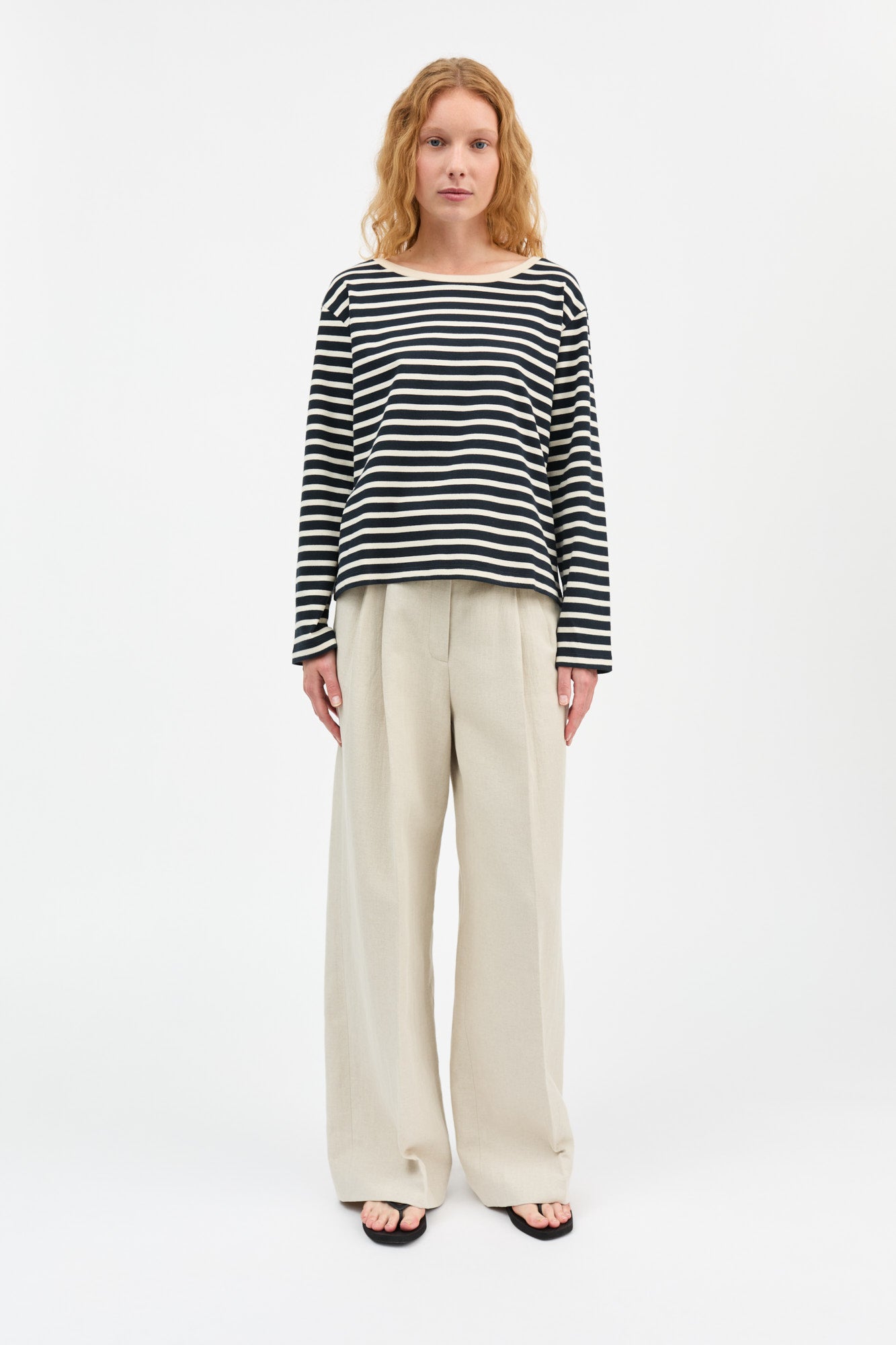 Skall Studio Marron oversized blouse Blouse Navy/Off white stripe